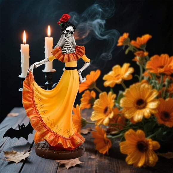 Realistic Day of The Dead Skeletons Statue Resin Figurines Halloween Decorations - Picture 6 of 7